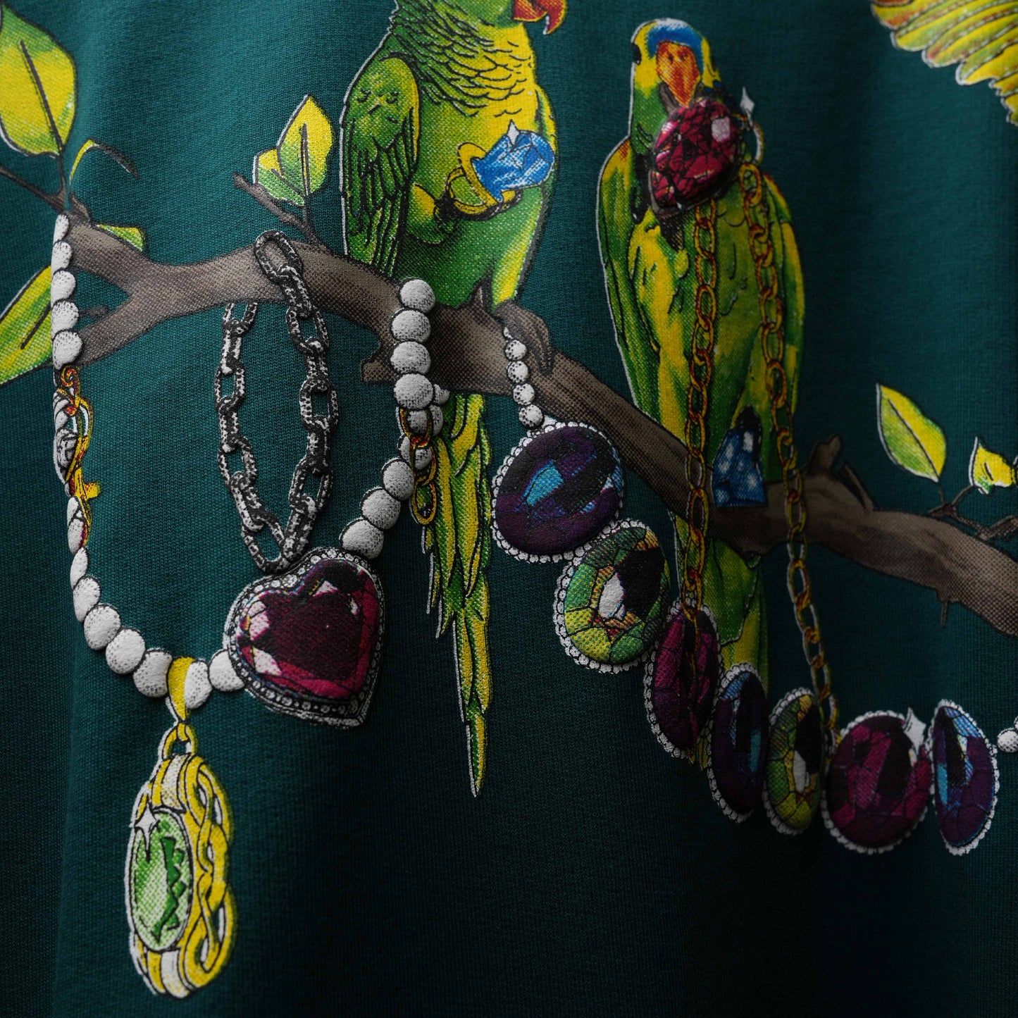 GREEN BIRDS AND BLING T-SHIRT