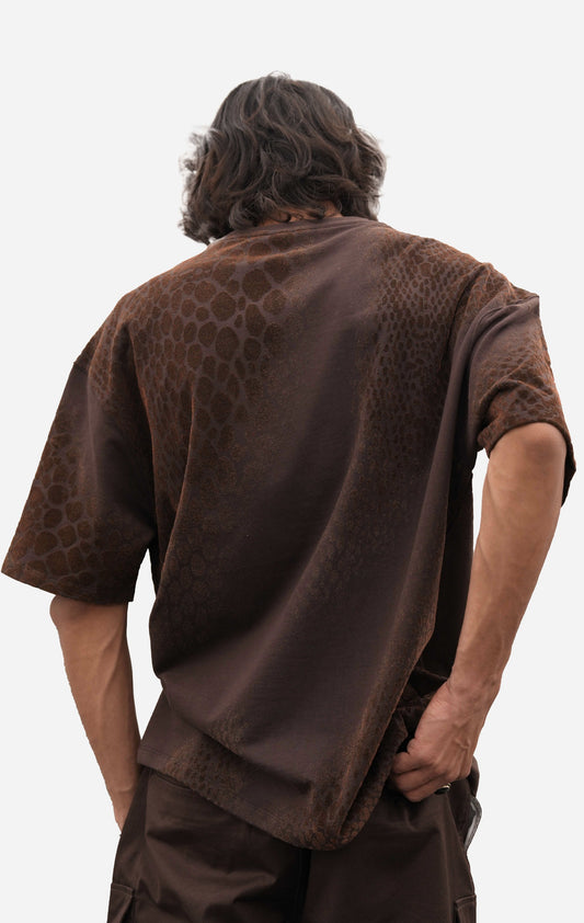 BROWN FLOCK ILLUSION T- SHIRT