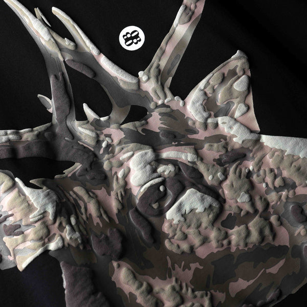 Premium oversized black t-shirt with stag artwork