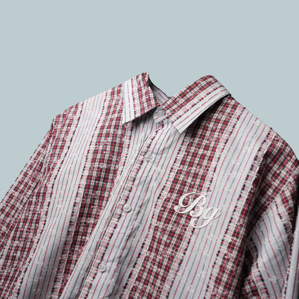 Red Plaid And Petals Shirt