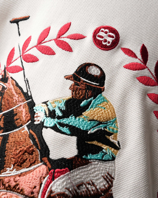 White Saddle League Polo  T-Shirt