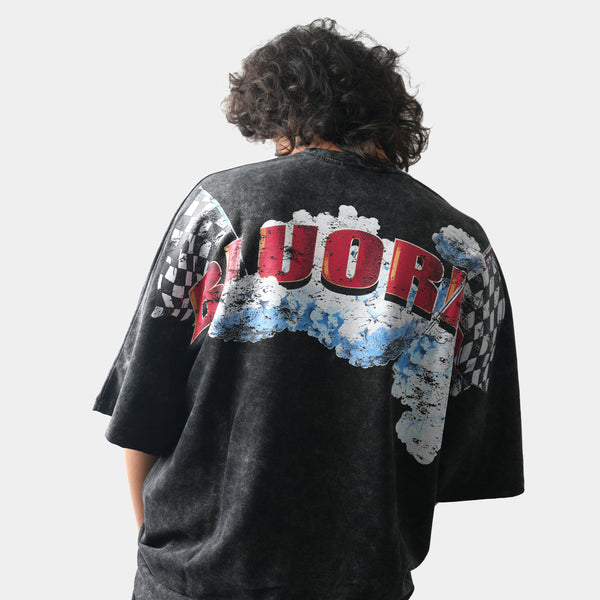 BLACK RACING T-SHIRT - LUXURY STREETWEAR FASHION