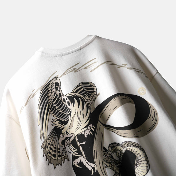 Luxury oversized white serpent graphic t-shirt