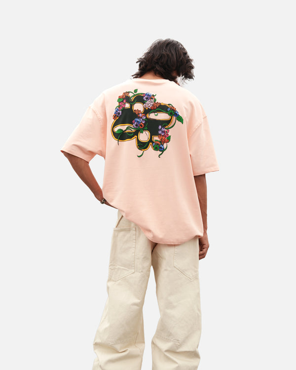 Premium oversized pink t-shirt garland graphic