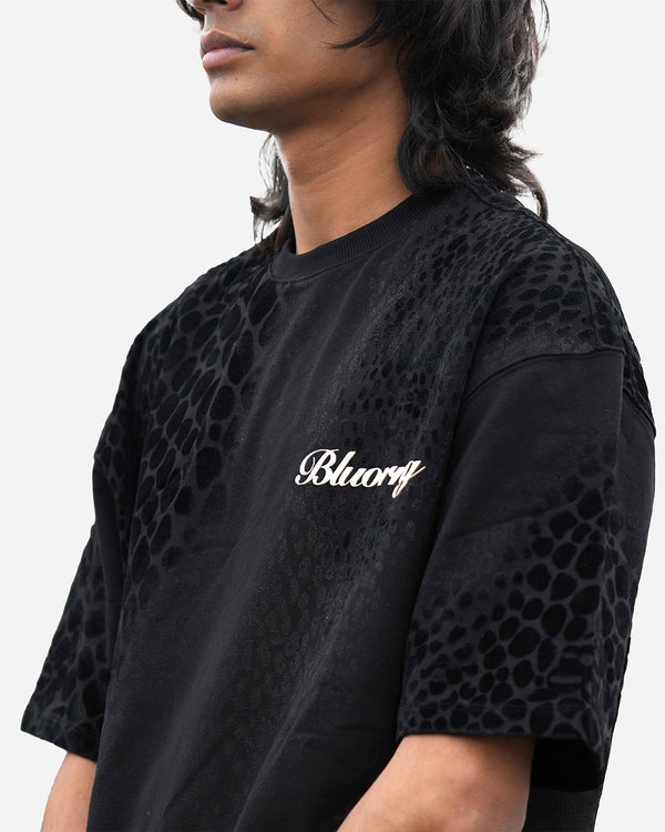 Premium Black Flock Illusion Oversized T-Shirt