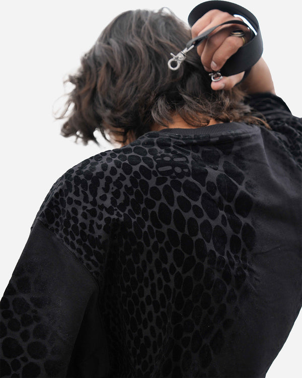 Premium Black Flock Illusion Half Sleeve T-Shirt