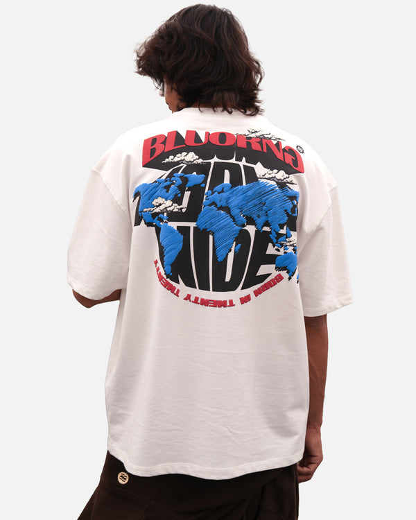 Oversized premium white streetwear scribble t-shirt