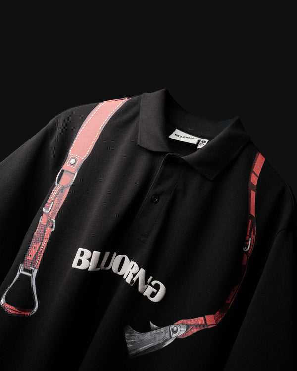 Black Saddle Polo  T-Shirt