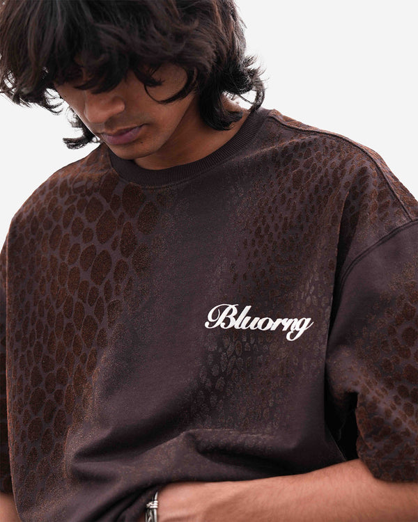 Premium Brown Flock Illusion Half Sleeve T-Shirt