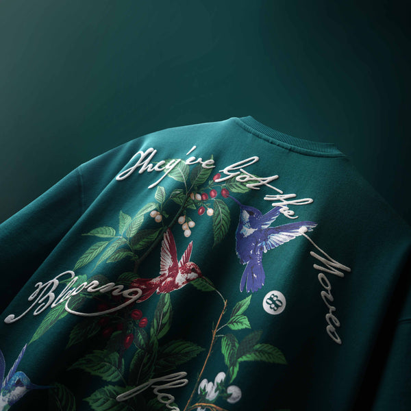 Green Hummingbird Puff Print T-Shirt