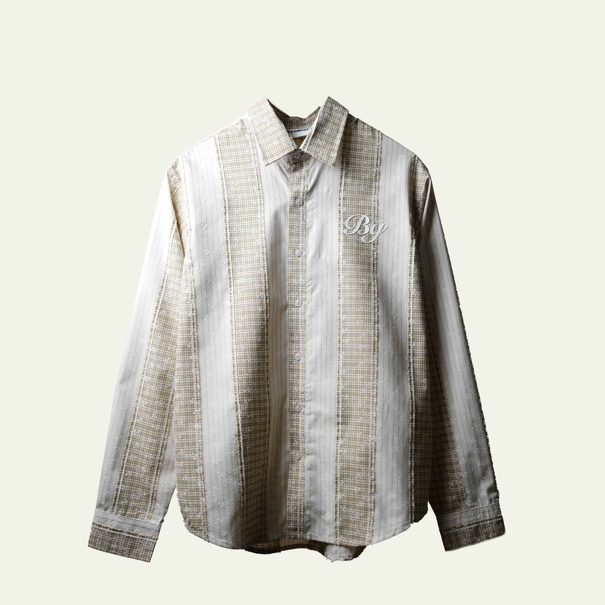 Beige Plaid And Petals Shirt