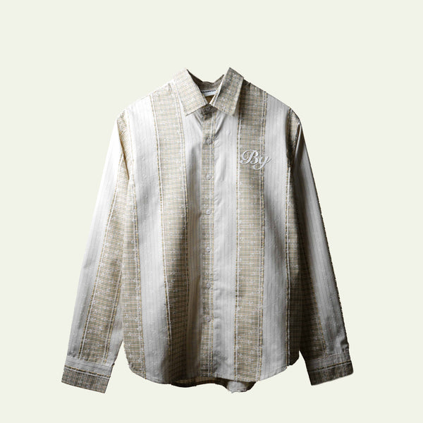 Beige Plaid And Petals Shirt