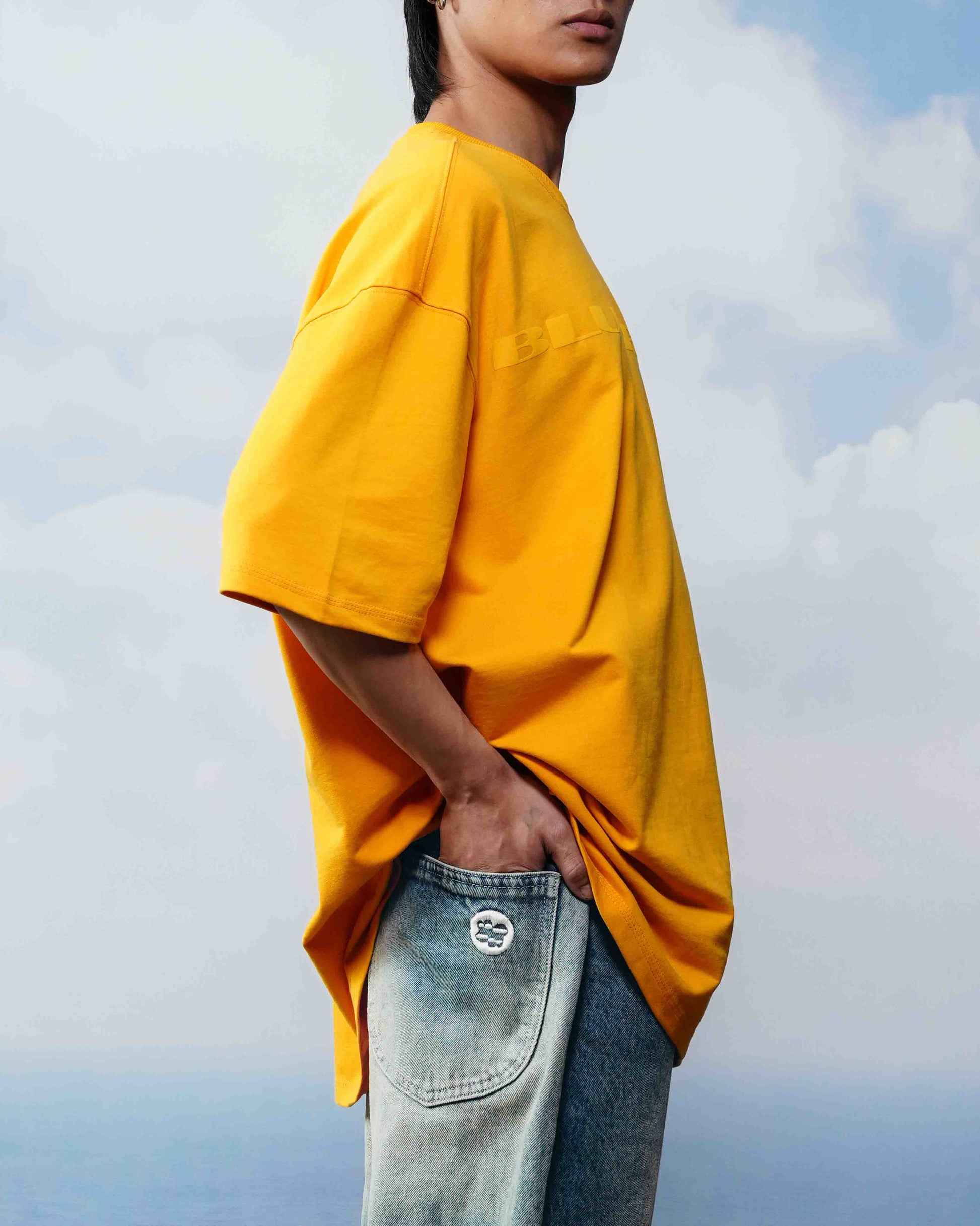 Basic oversized t shirt in ochre