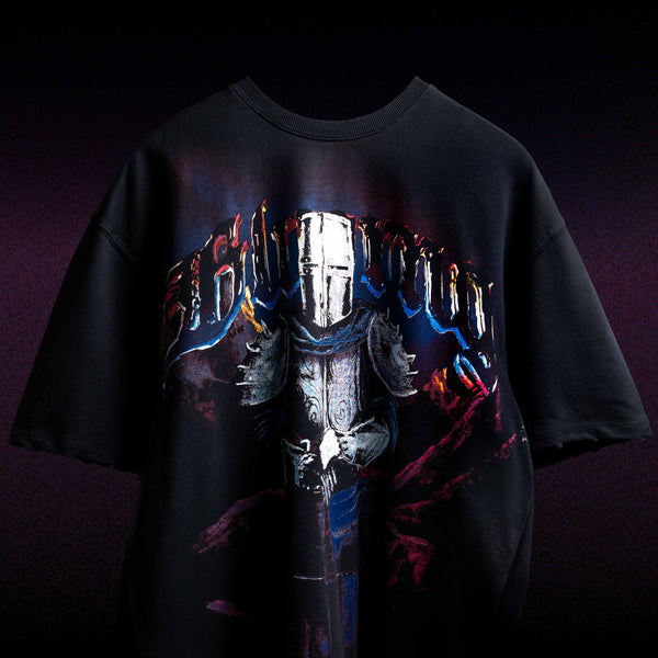 Vintage wash premium oversized tee with bold protagonist design