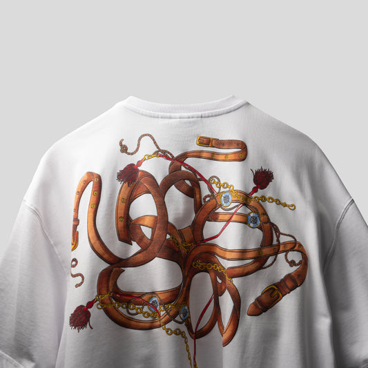WHITE HARNESSED T-SHIRT