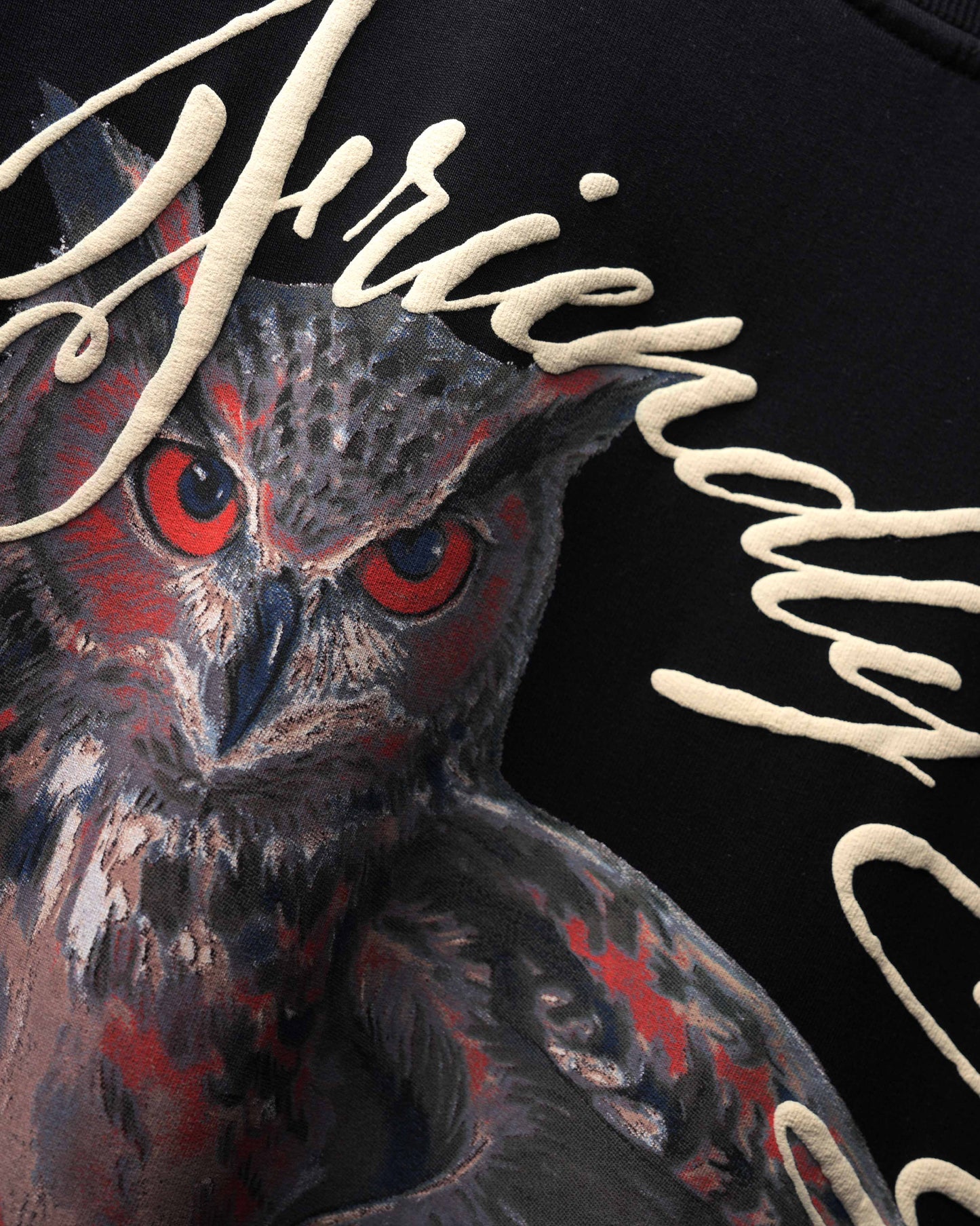 Black Phantom Owl Printed T-Shirt 
