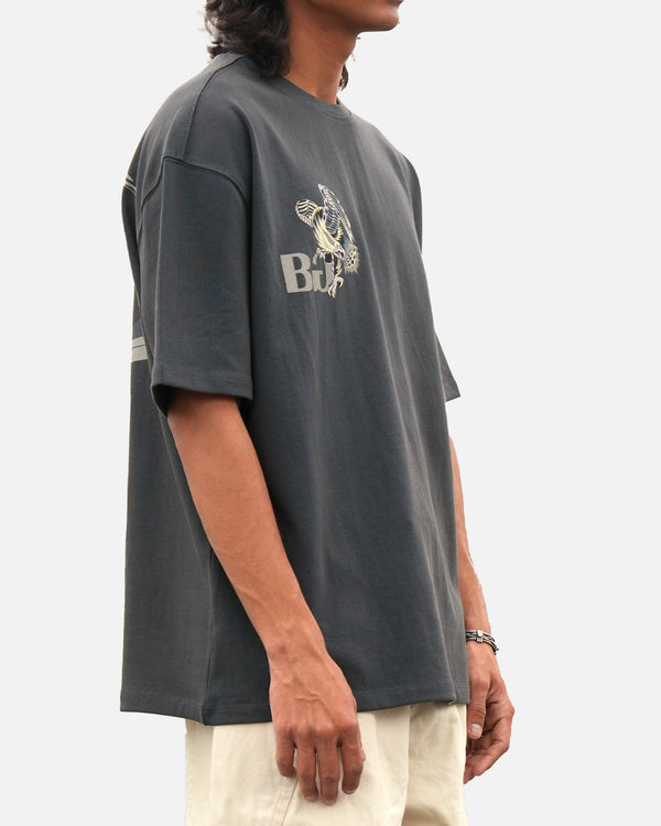 Premium oversized grey t-shirt with serpent print