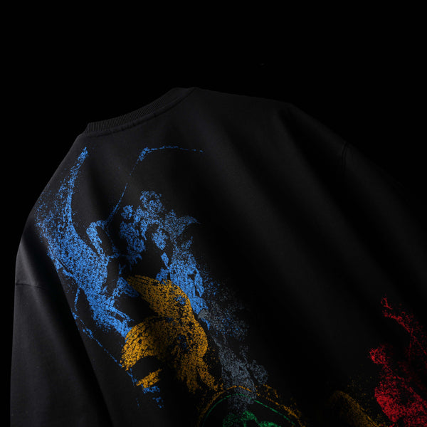 THRU THE MIST  Black Oversized T-SHIRT