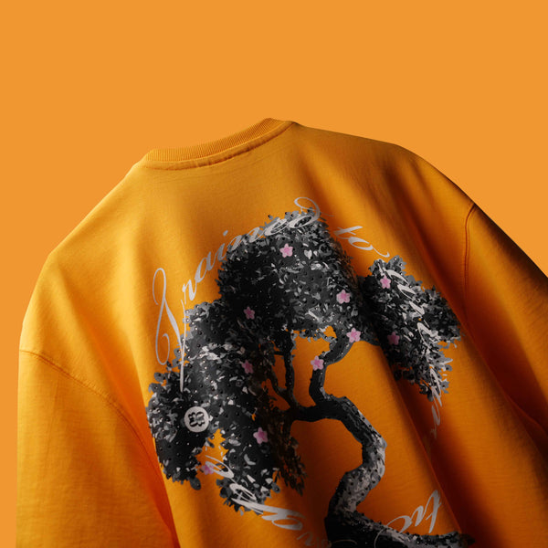 Bonsai In Yellow Round Neck T-Shirt