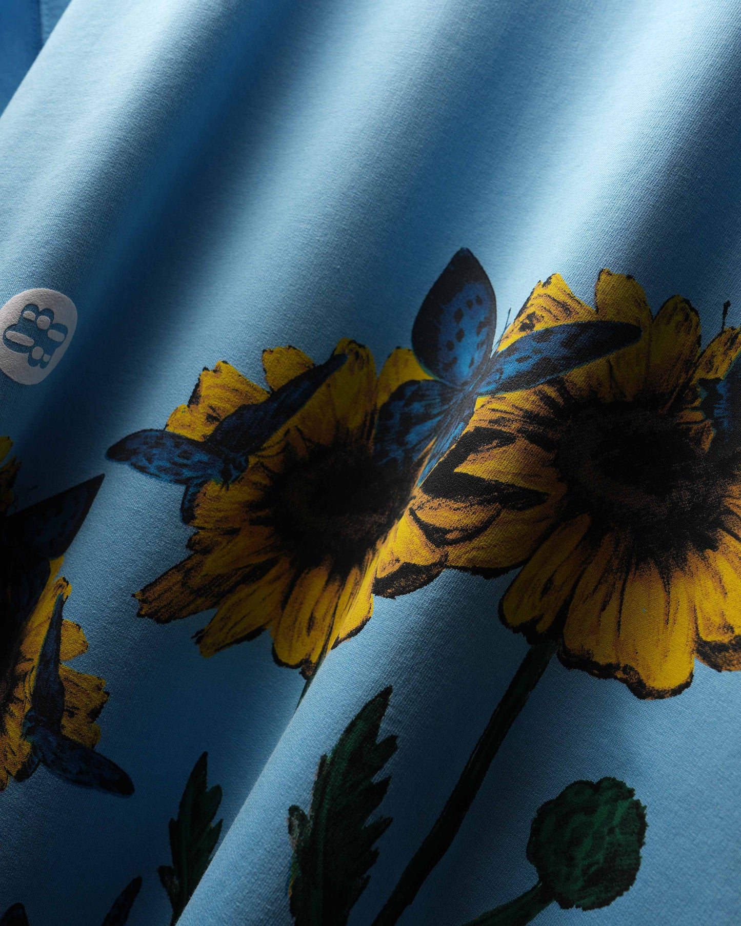 Sky Blue Premium Floral Printed T-Shirt