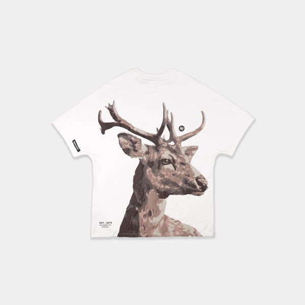 White premium oversized t-shirt stag paint graphic