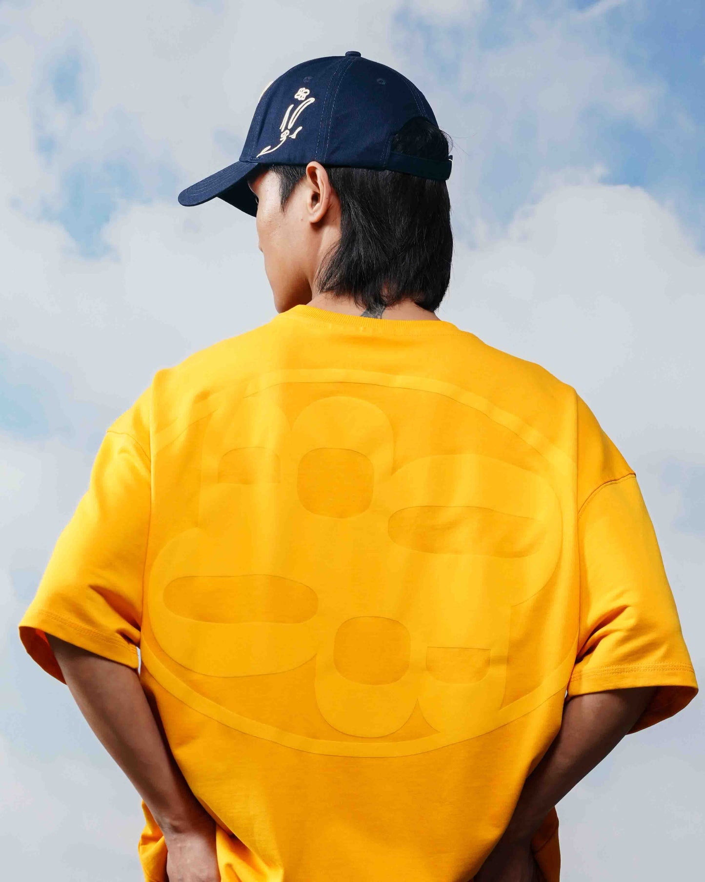 Ochre cotton terry oversized t shirt