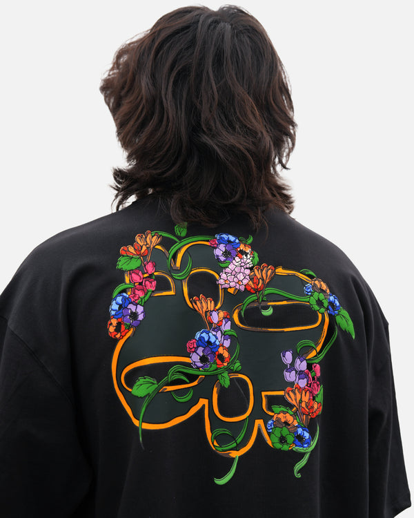 Oversized streetwear black garland design t-shirt