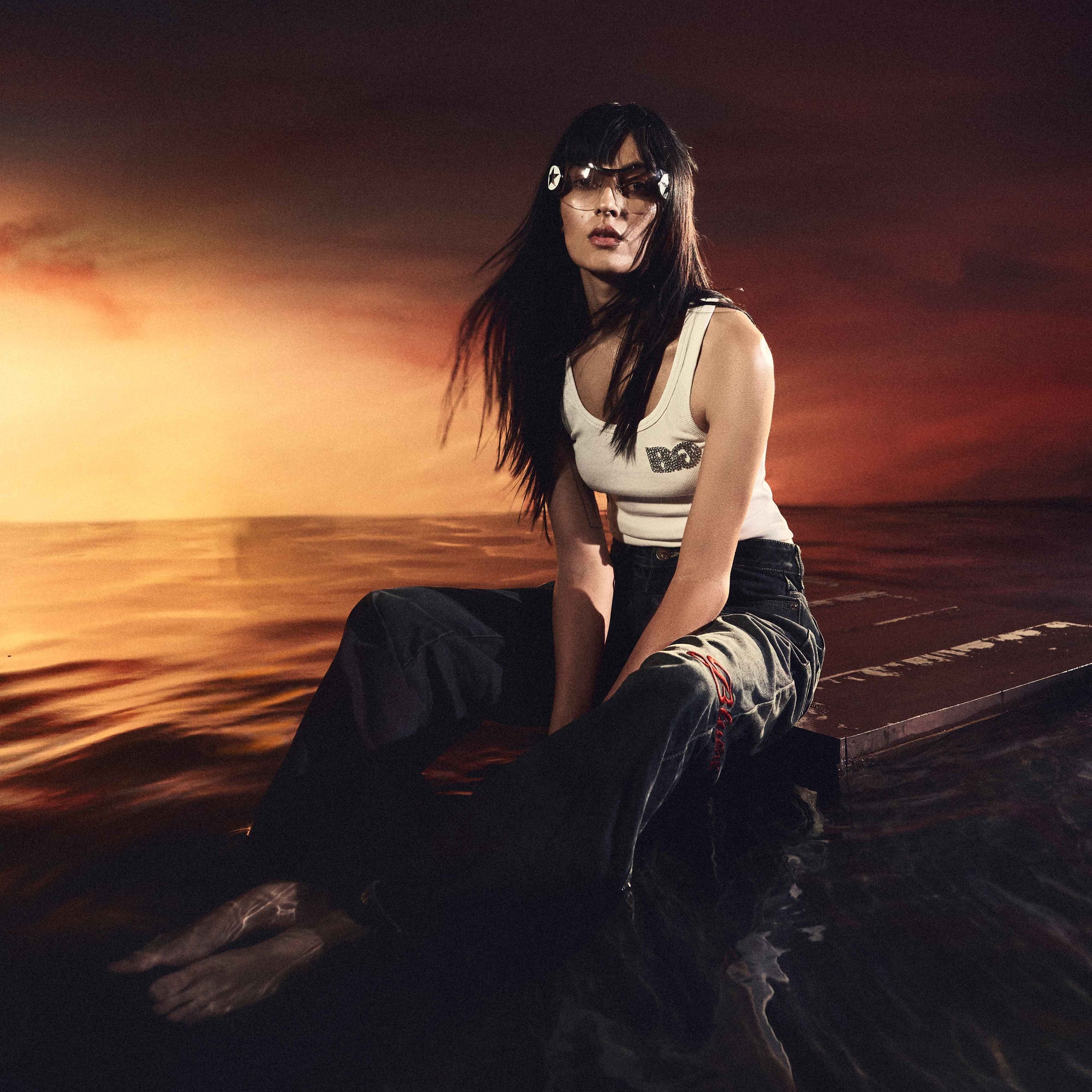 Black Crystal Tank Top