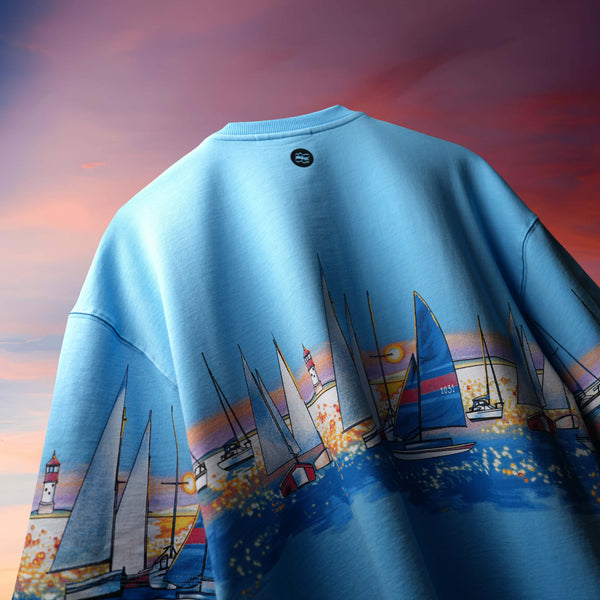 Blu Sail Set Screen Print T-Shirt