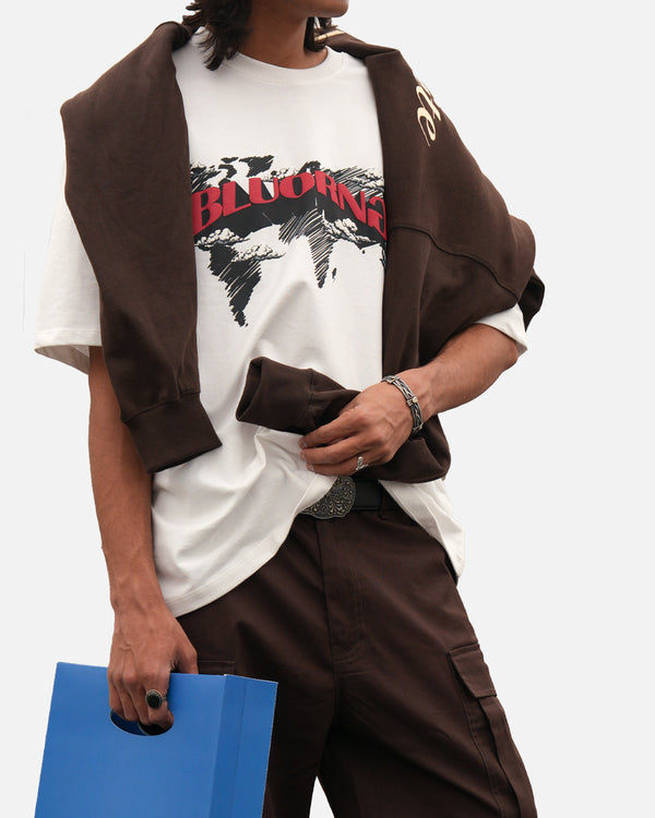 White oversized premium t-shirt worldwide statement