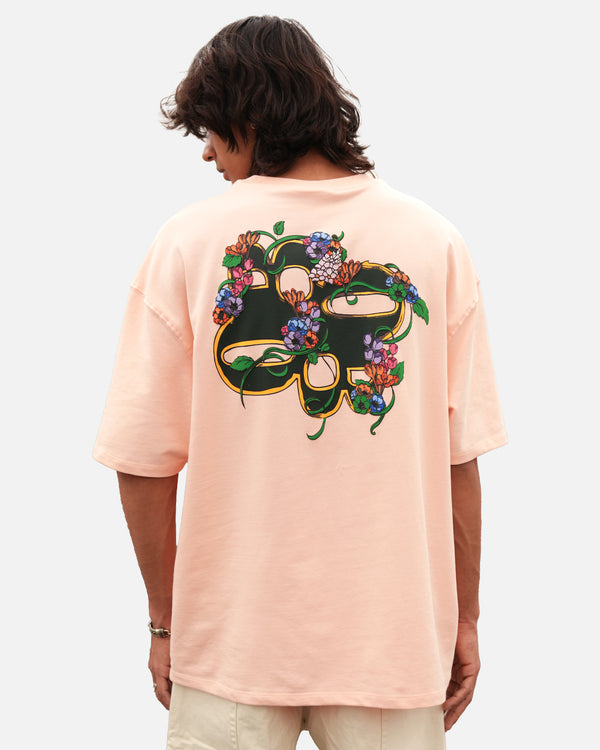 Luxury oversized seashell pink t-shirt with garland
