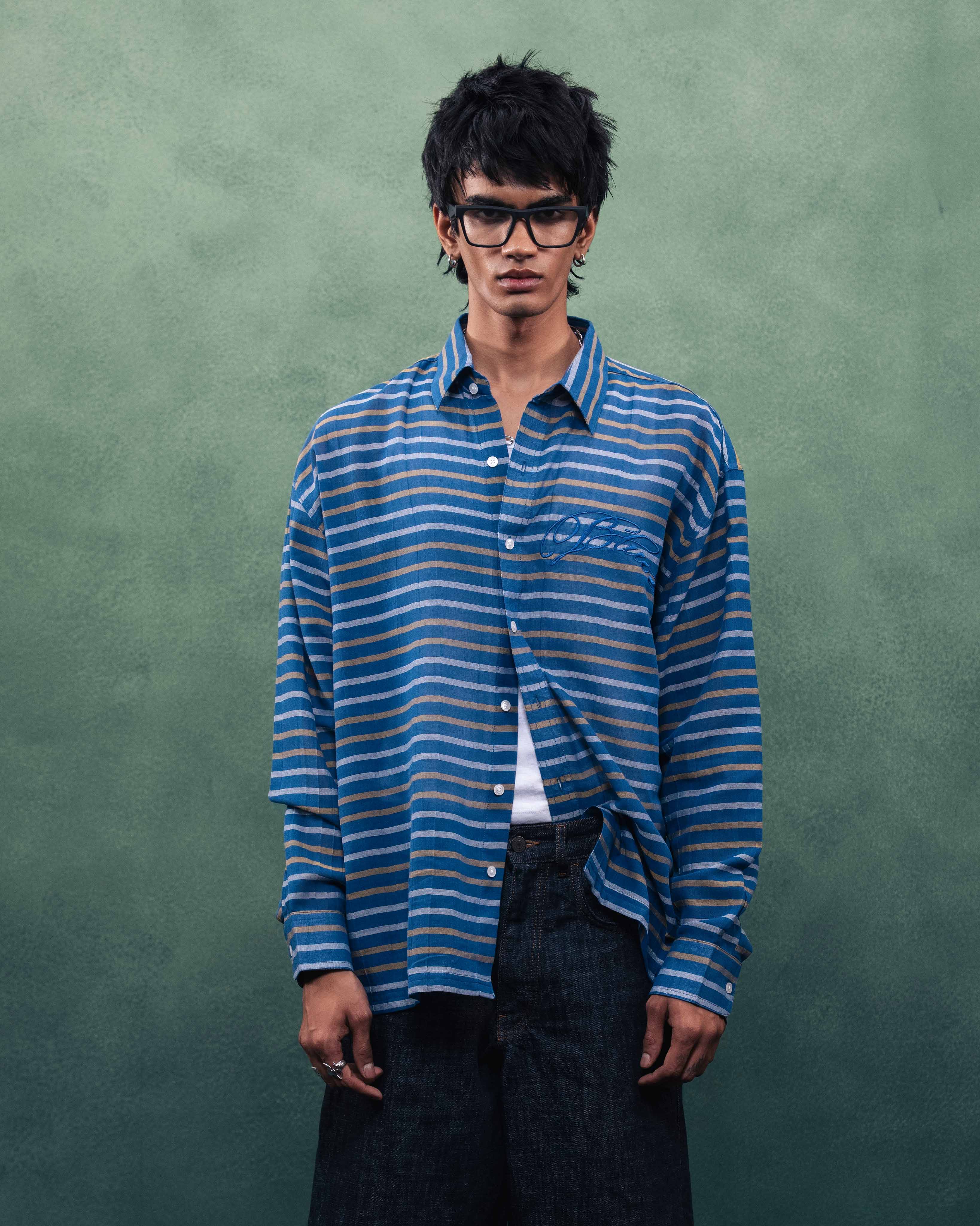 Ocean Rail Stripe Shirt - Buy Streetwear Style Full Sleeve Shirt | BLUORNG