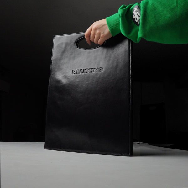 Leather Shopping Bag (Black) - Bluorng